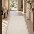 Bordered Modern Kitchen Rug – Beige & Cream in a hallway