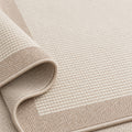 Bordered Modern Kitchen Rug – Beige & Cream – texture close-up