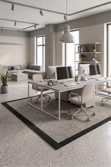 Bordered Modern Kitchen Rug – Black in a office