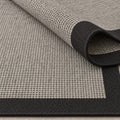 Bordered Modern Kitchen Rug – Black – texture close-up