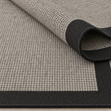 Bordered Modern Kitchen Rug – Black – texture close-up