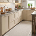 Bordered Modern Kitchen Rug – Cream & Beige in a kitchen