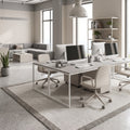 Bordered Modern Kitchen Rug – Cream & Gray in a office