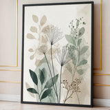 Botanical Line Art Wall Art – Soft Sage and Beige Foliage