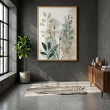 Botanical Line Art Wall Art – Soft Sage and Beige Foliage