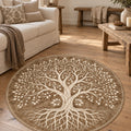 Botanical Marble Geometric Area Rug in a living room