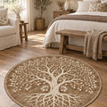 Botanical Marble Geometric Area Rug in a bedroom