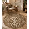 Botanical Marble Geometric Area Rug in a living room