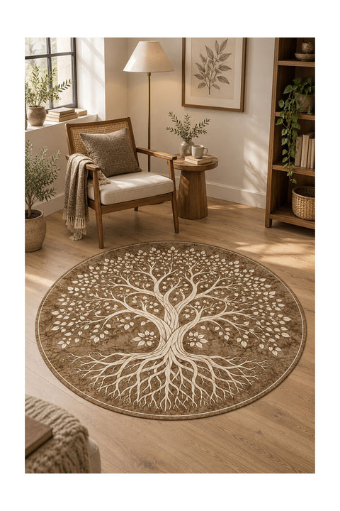 Botanical Marble Geometric Area Rug in a living room