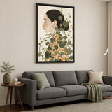 Botanical Portrait Modern Boho Wall Art – Woman with Green Vines