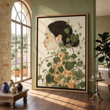 Botanical Portrait Modern Boho Wall Art – Woman with Green Vines
