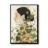 Botanical Portrait Modern Boho Wall Art – Woman with Green Vines