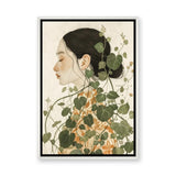 Botanical Portrait Modern Boho Wall Art – Woman with Green Vines