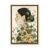 Botanical Portrait Modern Boho Wall Art – Woman with Green Vines