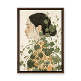 Botanical Portrait Modern Boho Wall Art – Woman with Green Vines