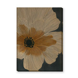 Botanical Vintage Line-Art Wall Art – Large Beige Flower on Dark Background