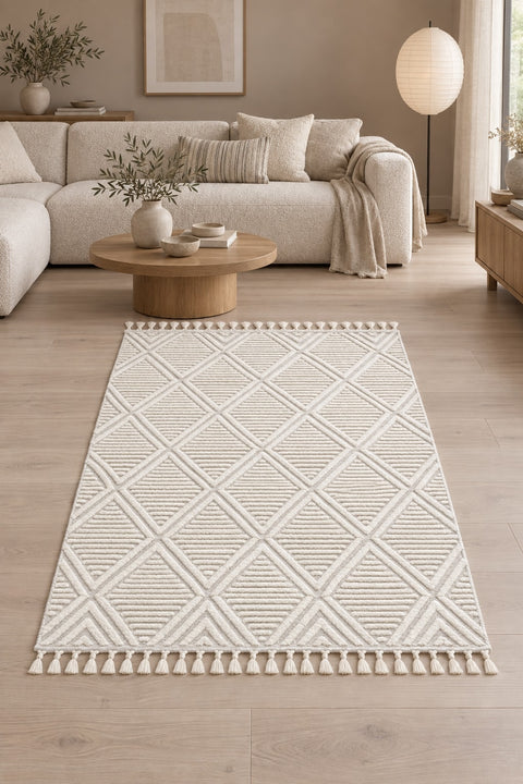 Boucle Modern Area Rug in a living room