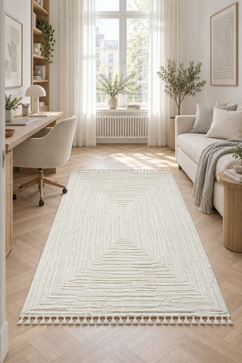 Boucle Modern Area Rug – Beige 11 in a office