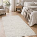 Boucle Modern Area Rug – Cream in a bedroom