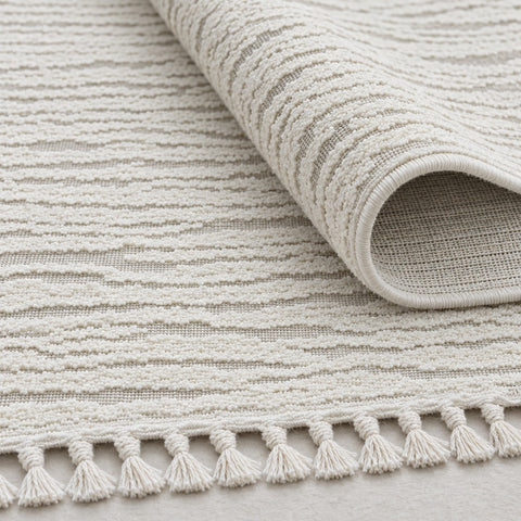 Boucle Modern Area Rug – Cream – texture close-up