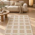 Boucle Scandinavian Area Rug – Cream & Beige in a living room