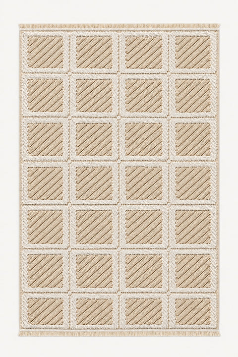 Boucle Scandinavian Area Rug – Cream & Beige