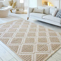 Boucle Scandinavian Area Rug – Cream & Beige in a living room