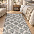 Boucle Scandinavian Area Rug – Gray in a bedroom
