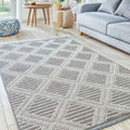 Boucle Scandinavian Area Rug – Gray in a living room