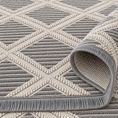 Boucle Scandinavian Area Rug – Gray – texture close-up