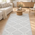 Boucle Scandinavian Area Rug – Off White in a living room