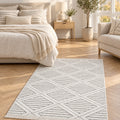 Boucle Scandinavian Area Rug – Off White in a bedroom
