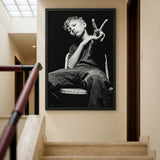 Boy Portrait Photography Modern Minimalist Wall Art – Black and White Peace Sign Photo