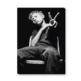 Boy Portrait Photography Modern Minimalist Wall Art – Black and White Peace Sign Photo