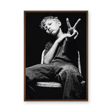 Boy Portrait Photography Modern Minimalist Wall Art – Black and White Peace Sign Photo