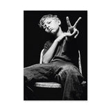 Boy Portrait Photography Modern Minimalist Wall Art – Black and White Peace Sign Photo