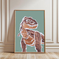 Boys Live Here Dinosaur Collage Wall Poster