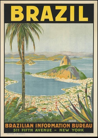 Brazil Travel Typography Wall Art – Vintage Rio Bay Poster Print