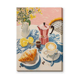 Breakfast Coffee Croissant Modern Wall Art – Sunny Cafe Still Life