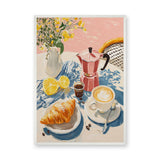 Breakfast Coffee Croissant Modern Wall Art – Sunny Cafe Still Life
