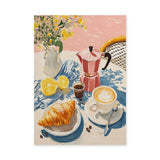 Breakfast Coffee Croissant Modern Wall Art – Sunny Cafe Still Life