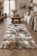 Bubble Checkered Boho Area Rug – Brown & Cream in a living room