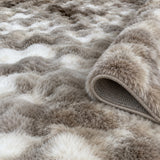 Bubble Checkered Boho Area Rug – Brown & Cream – texture close-up