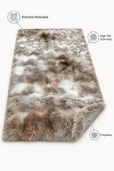Bubble Checkered Boho Area Rug – Brown & Cream – features