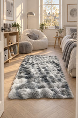 Bubble Checkered Boho Area Rug – Gray & Cream in a nursery