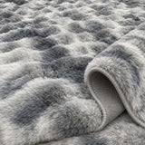 Bubble Checkered Boho Area Rug – Gray & Cream – texture close-up