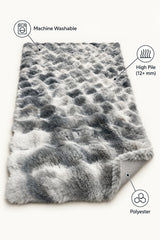Bubble Checkered Boho Area Rug – Gray & Cream – features