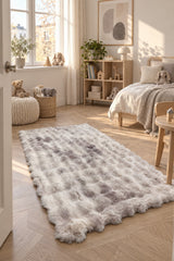 Bubble Checkered Boho Area Rug – Pink & Cream in a nursery