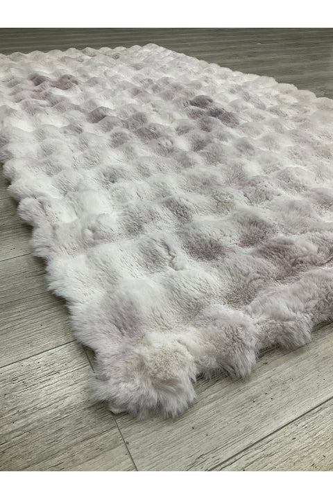 Bubble Checkered Boho Area Rug – Pink & Cream