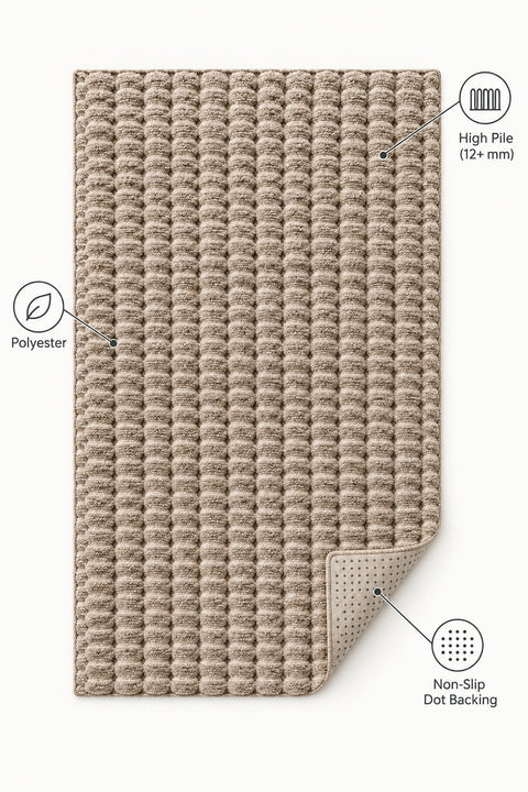 Bubble Modern Plush Area Rug – Brown – features